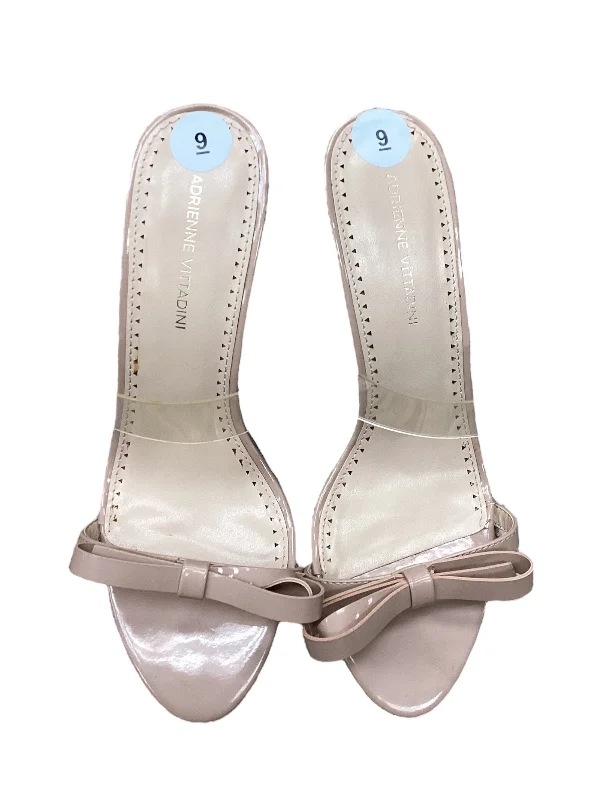 Chic Edge Tan Sandals Heels Stiletto Adrienne Vittadini, Size 9