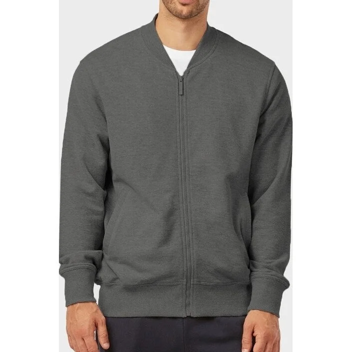 KNOCKER Men's Terry Bomber Jacket - Charcoal Grey