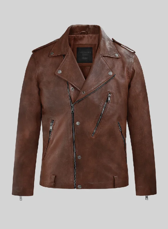 Revolt Spanish Brown Biker Leather Jacket