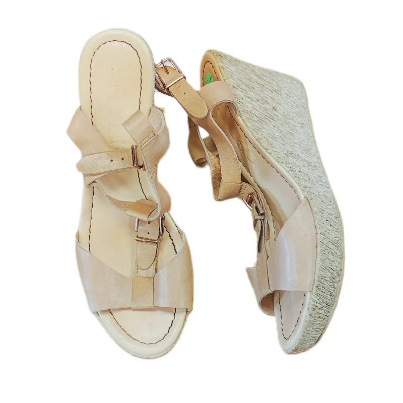 Vintage Glam Tan Sandals Heels Block By Rylko, Size: 9.5