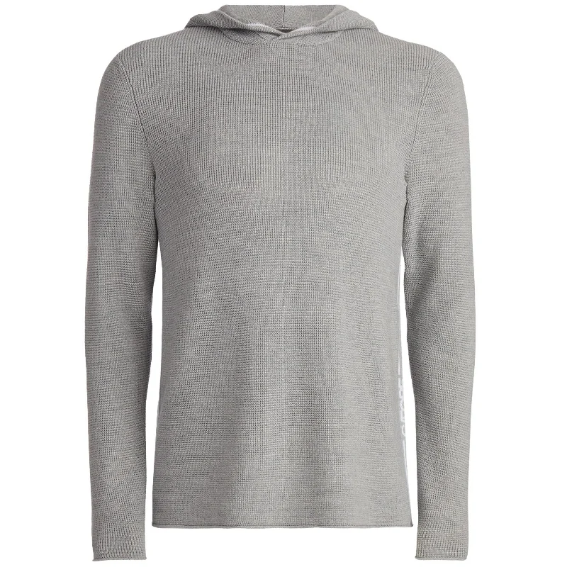 Waffle Stitch Merino Hoodie Light Heather Grey - AW24