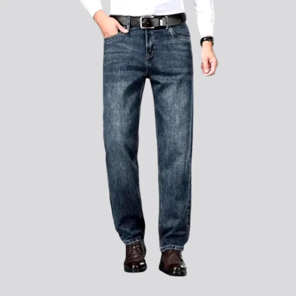 Stonewashed tapered fit men's jeans