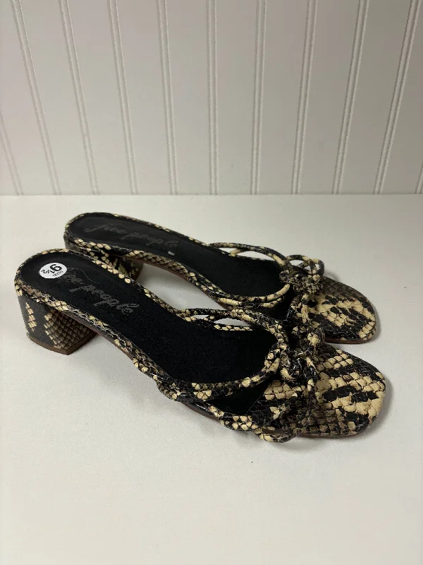 Sophisticated Appeal Snakeskin Print Sandals Heels Block Free People, Size 9.5