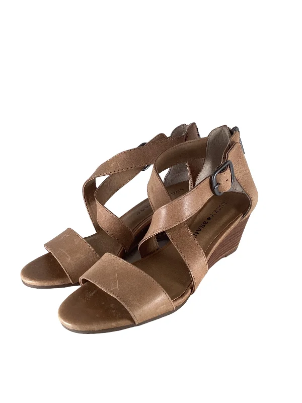 Modern Touch Brown Sandals Heels Wedge Lucky Brand, Size 6