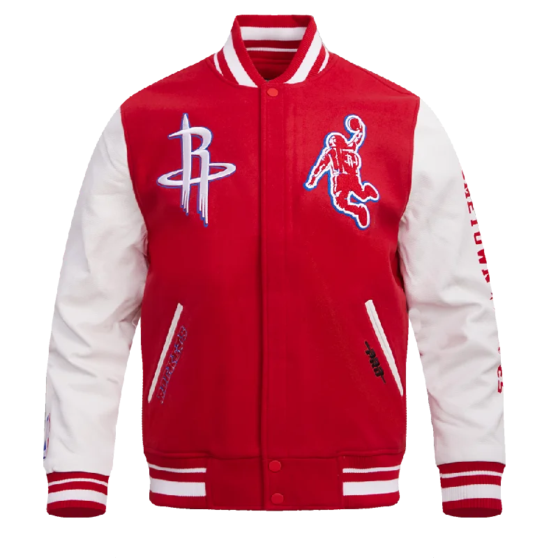 NBA HOUSTON ROCKETS MEN'S CHEST 95 ANI RIB WOOL VARSITY JACKET (RED/WHITE)