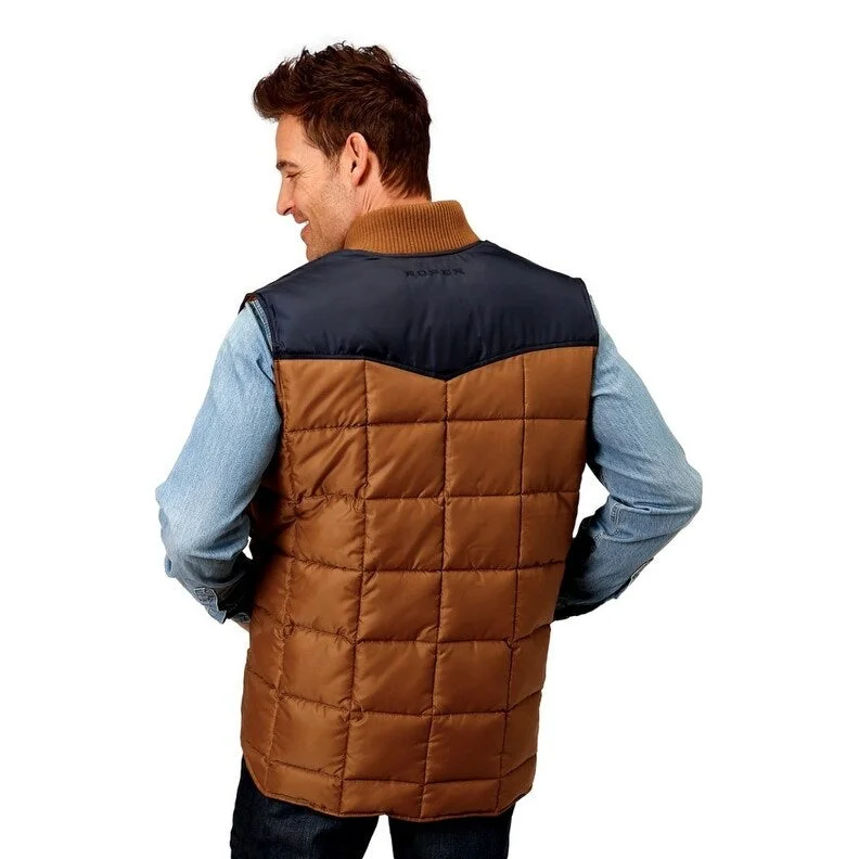 Roper Western Vest Mens Quilted Pockets Brown 03-097-0763-0532 BR