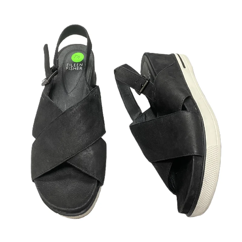 Regal Style Black Sandals Heels Wedge By Eileen Fisher, Size: 8.5