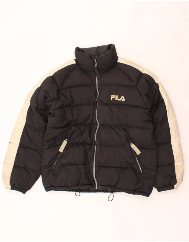 FILA Mens Padded Jacket UK 40 Large Black Colourblock Nylon