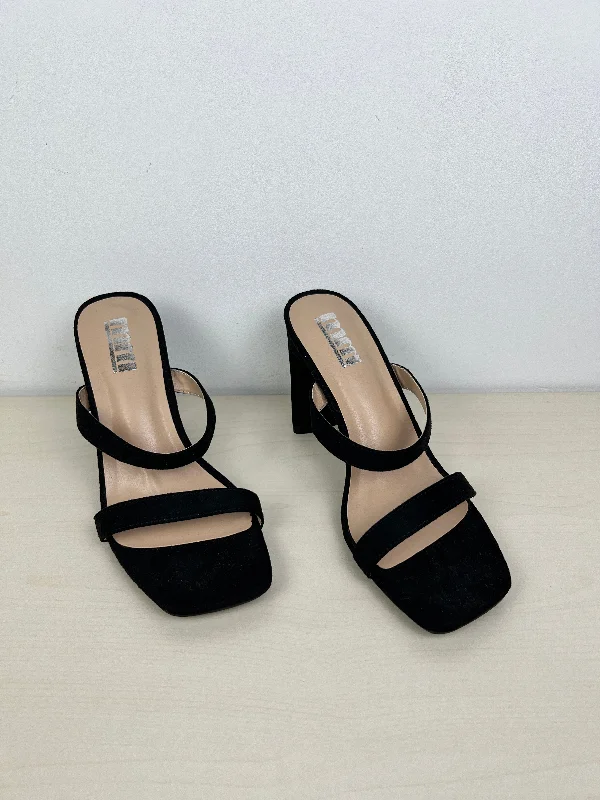 Soft Elegance Black Sandals Heels Block MM, Size 7