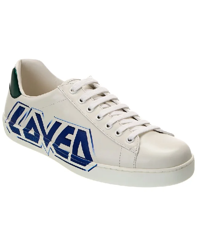 Sleek Finish Gucci New Ace Loved Leather Sneaker