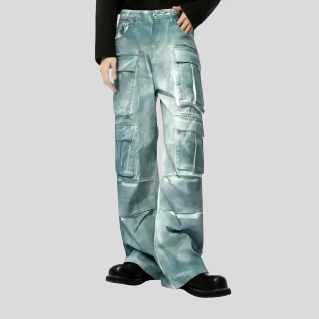 Mid-rise baggy boho men's denim pants