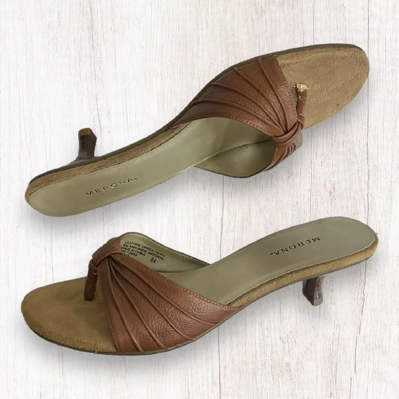 Artful Design Tan Sandals Heels Block Merona, Size 8.5