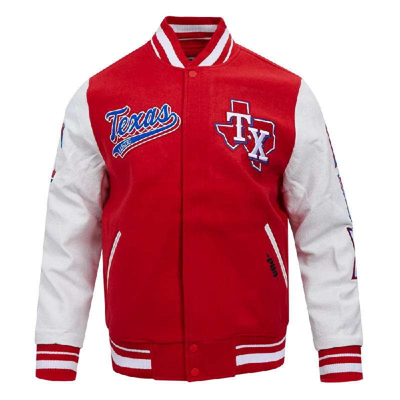 MLB TEXAS RANGERS SCRIPT TAIL MEN'S RIB WOOL VARSITY (RED/WHITE)