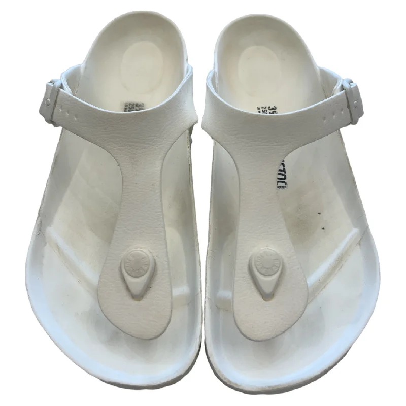 Retro Vibes White Sandals Designer Birkenstock, Size 8