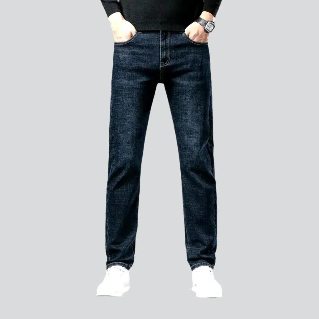 Dark-wash high-waist jeans
 for men