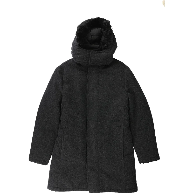 Alfani Mens Faux-Fur Parka Coat, Black, X-Large