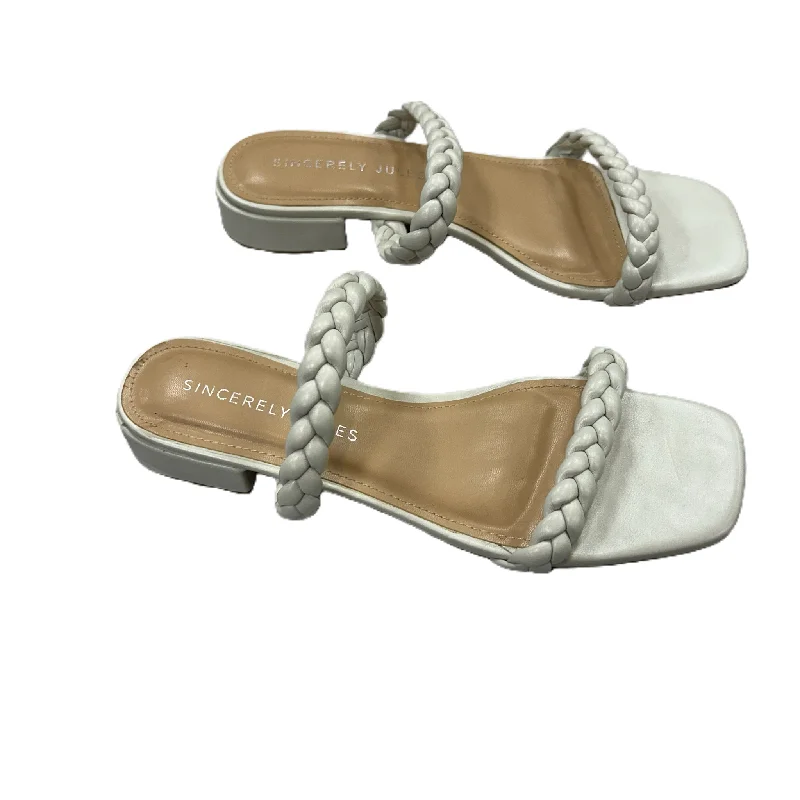 Trendy Look Cream Sandals Heels Block By Sincerly Jules, Size: 9.5