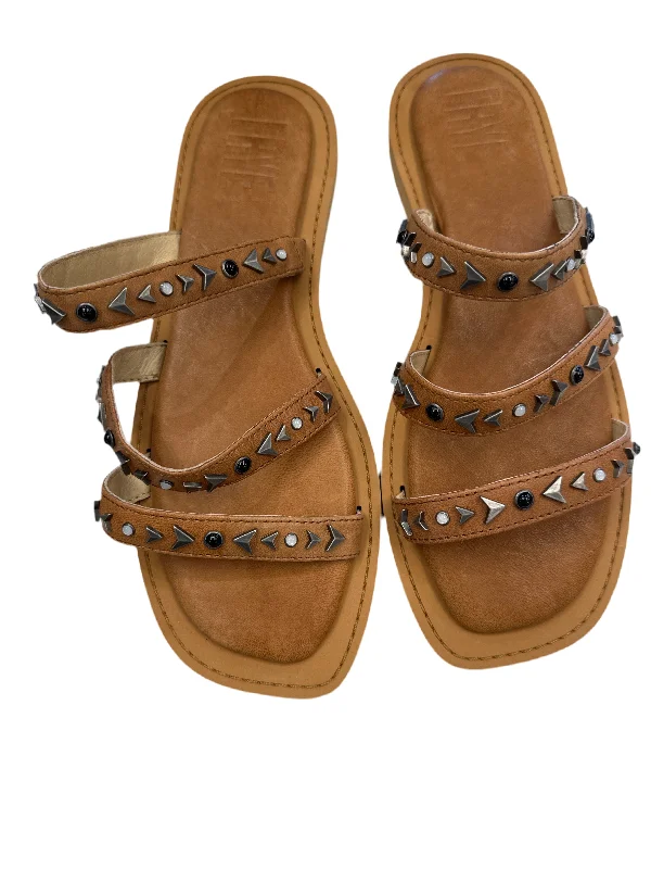 Minimal Statement Brown Sandals Designer Frye, Size 8.5