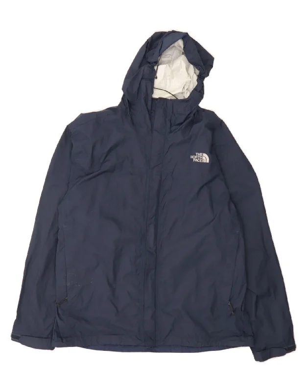 THE NORTH FACE Mens Hooded Rain Jacket UK 40 Large Navy Blue Nylon