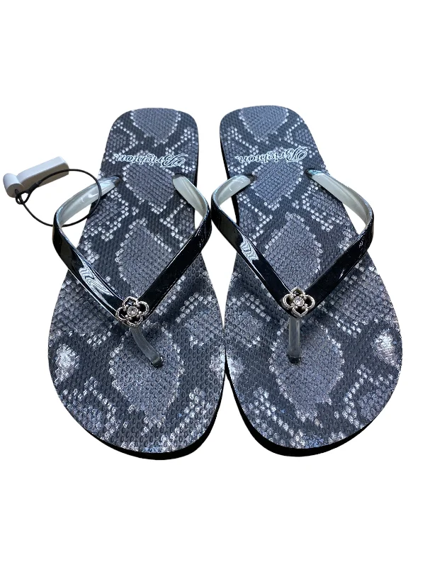 Luxe Styling Snakeskin Print Sandals Flip Flops Brighton, Size 10