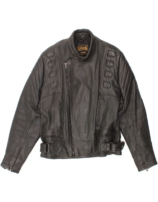 DYNAMIC Mens Leather Jacket IT 50 Large Black