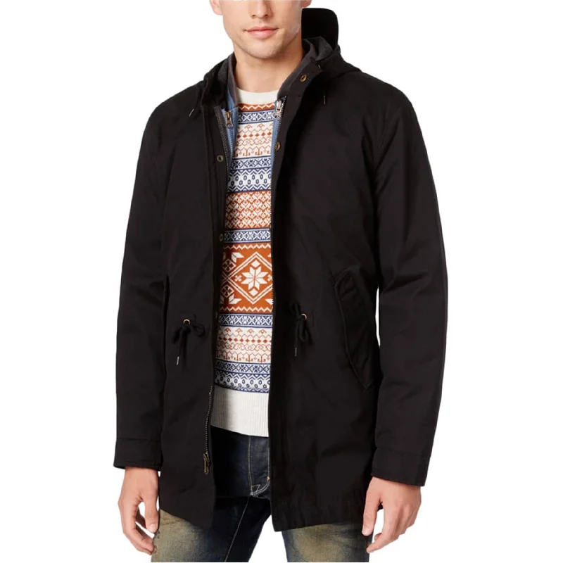 American Rag Mens Two-in-One Parka Coat, Black, Small