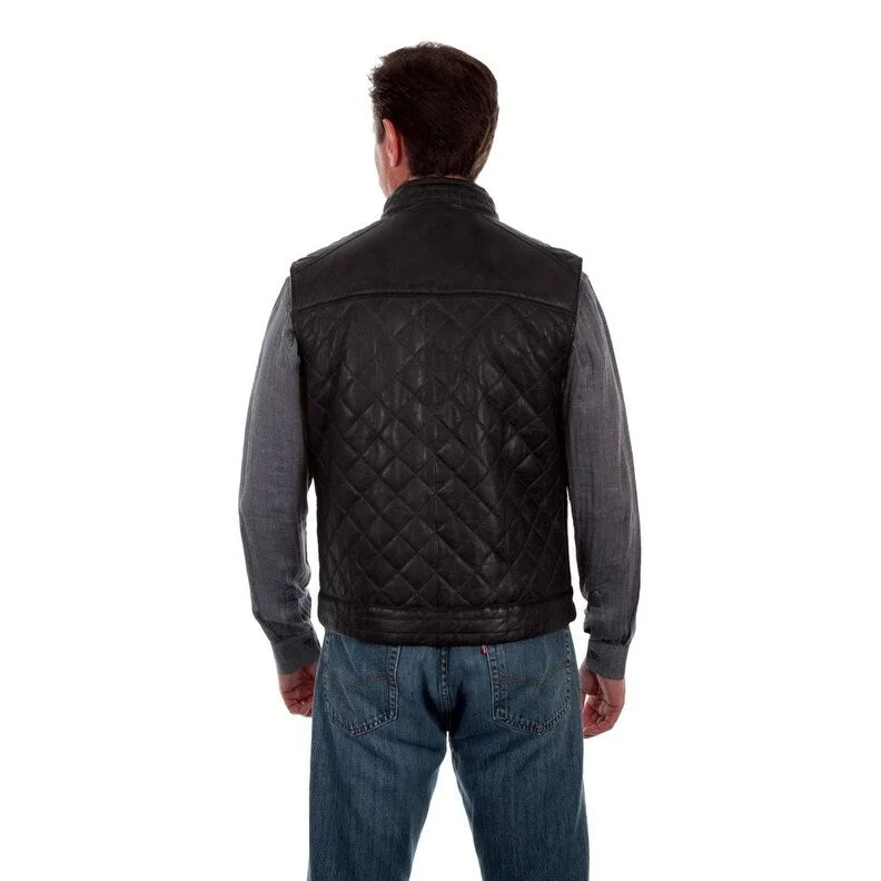 Scully Western Vest Mens Rugged Quilted Leather Zip Front F0_1026