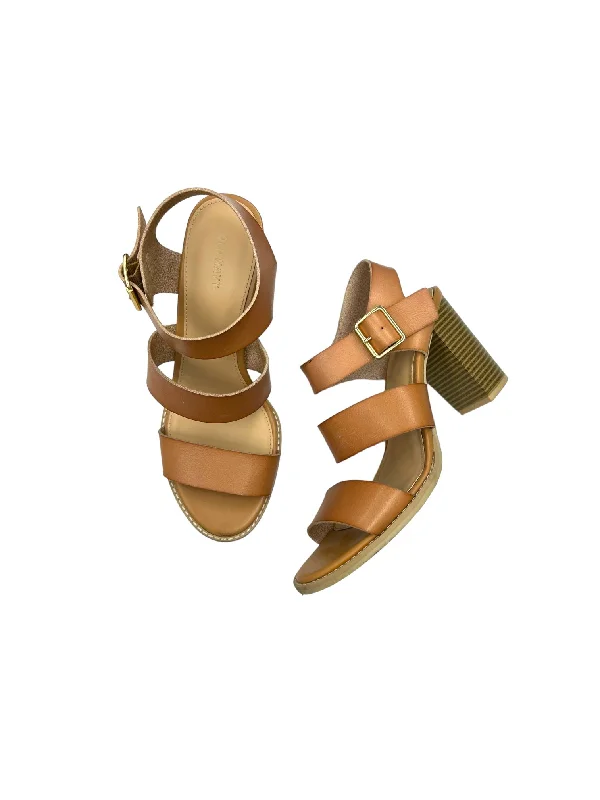Dynamic Patterns Brown Sandals Heels Block Old Navy, Size 10