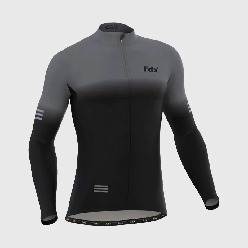 Fdx Duo Men's & Boy's Grey / Black Thermal Roubaix Long Sleeve Cycling Jersey