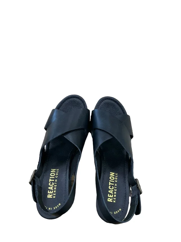 Trendsetting Look Black Sandals Heels Block Kenneth Cole Reaction, Size 7.5