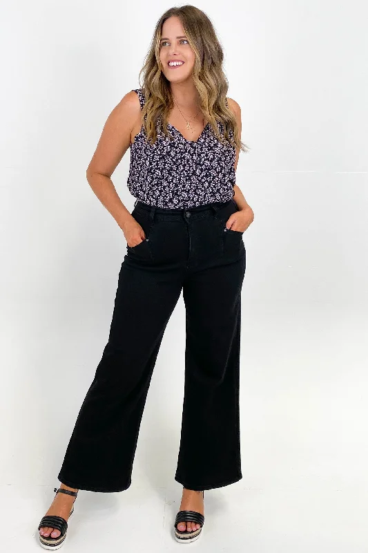 Wakee Natalia Wide Leg Jean Black