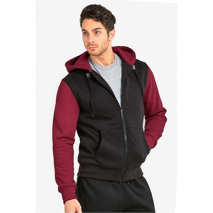 Men's Hooded Full Zip Two Tone Sweater