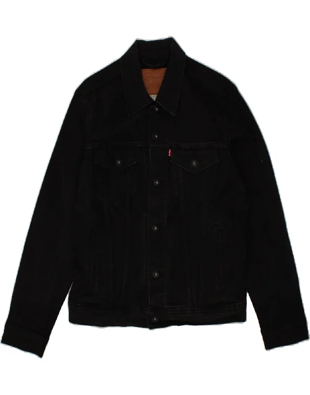 LEVI'S Mens Denim Jacket UK 38 Medium Black Cotton