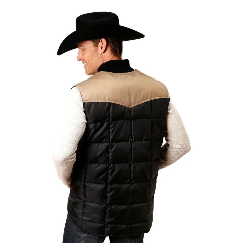 Roper Western Vest Mens Quilted OPP Black 03-097-0763-0534 BL