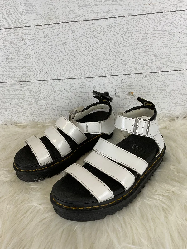 Fashion Focused White Sandals Designer Dr Martens, Size 7