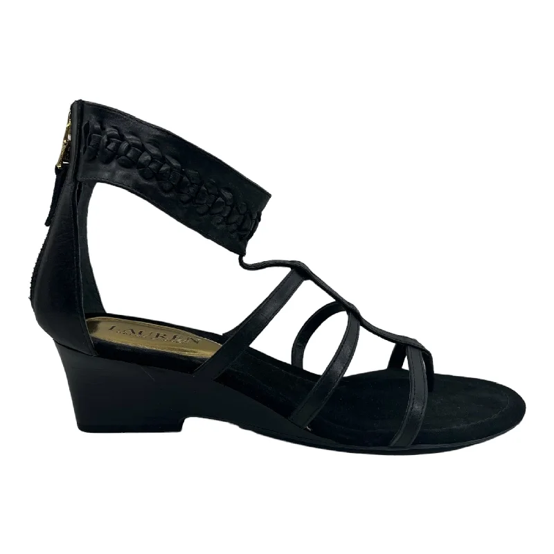 Trendy Look BLACK LAUREN BY RALPH LAUREN SANDALS HEELS WEDGE, Size 8.5