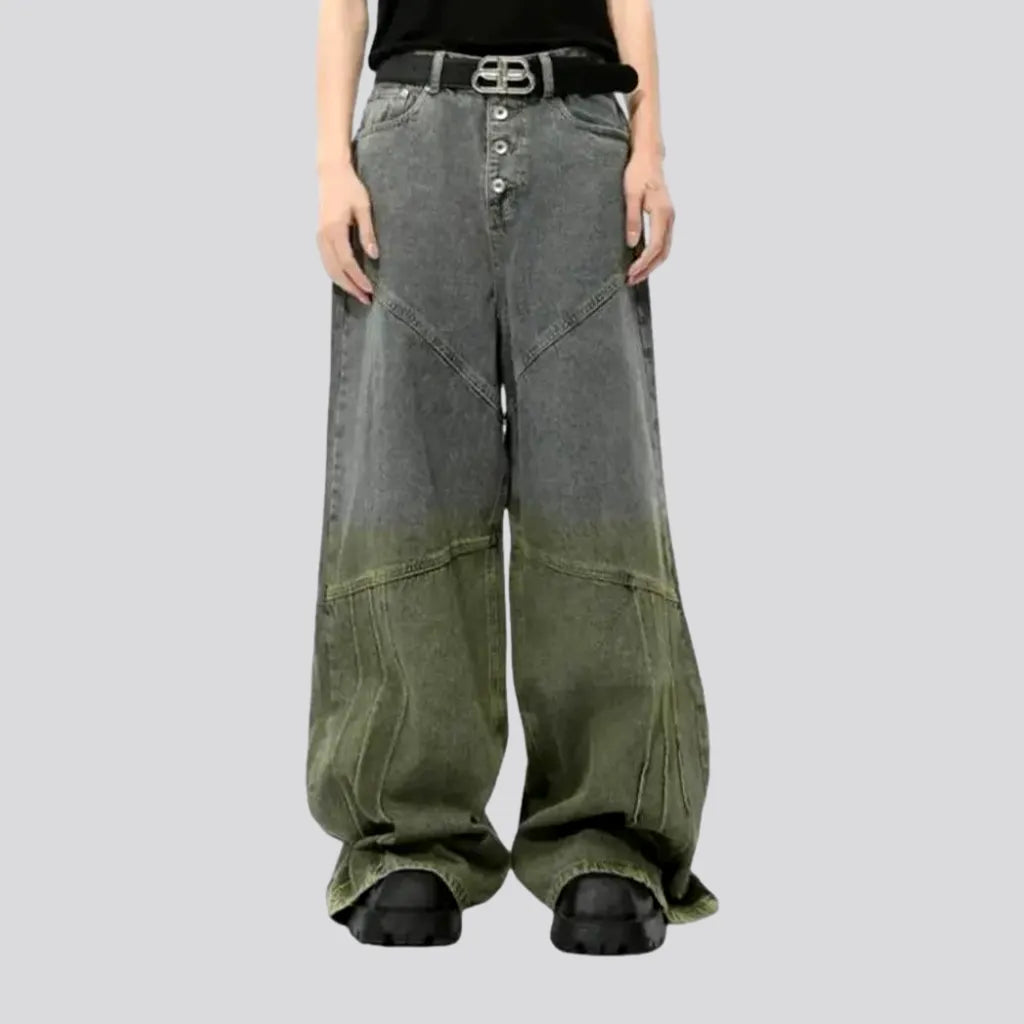 Baggy leg mid rise fashion men's jeans