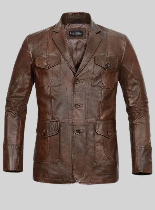 Spanish Brown Leather Blazer - #716