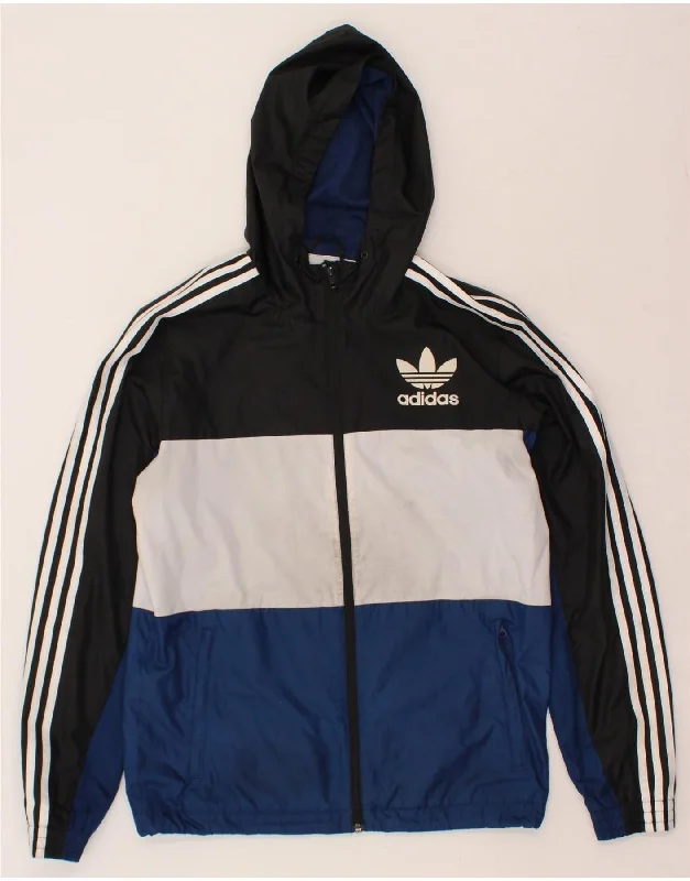 ADIDAS Mens Hooded Rain Jacket UK 38 Medium Multicoloured Colourblock