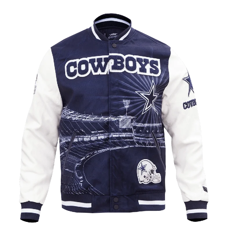 NFL DALLAS COWBOYS REMIX VARSITY MEN'S JACKET (MIDNIGHT NAVY/WHITE)