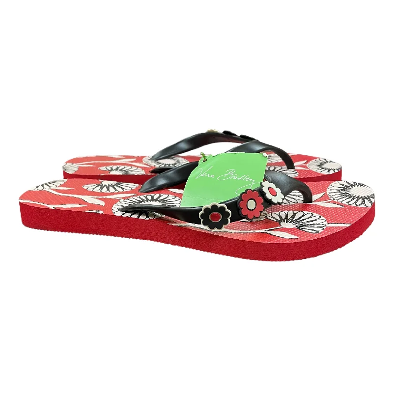 Distinctive Patterns Red Sandals Flip Flops By Vera Bradley, Size: 8