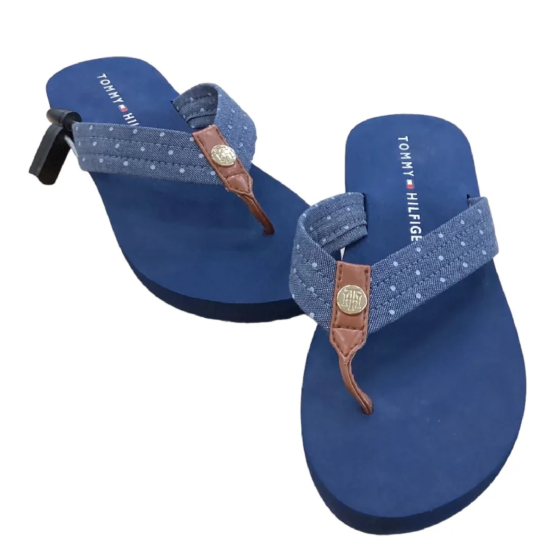 Timeless Allure Blue Sandals Flip Flops Tommy Hilfiger, Size 8