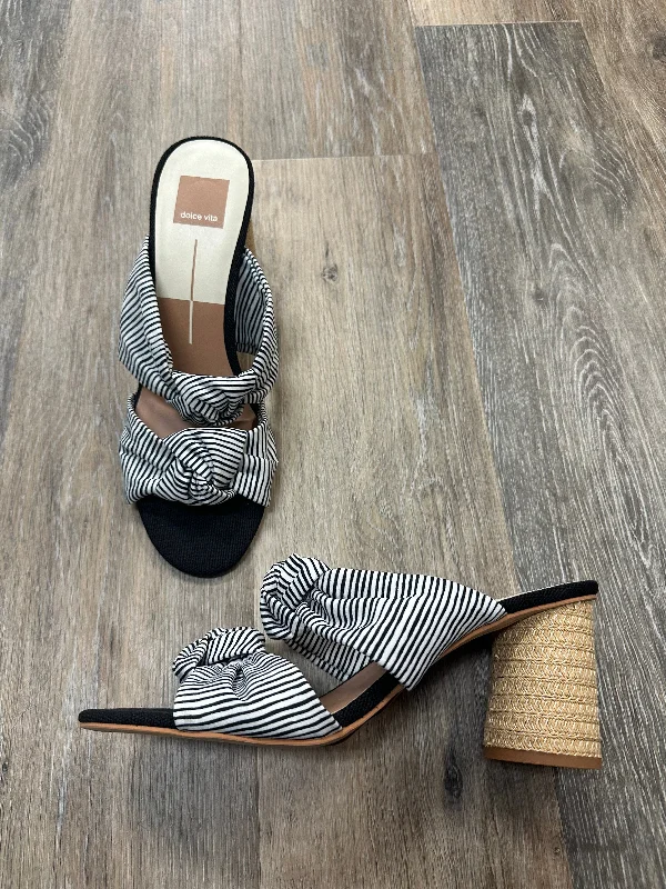 Refined Details Black & White Sandals Heels Block Dolce Vita, Size 9.5