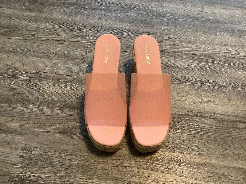 Chic Statement Pink Sandals Heels Block Fashion Nova, Size 9