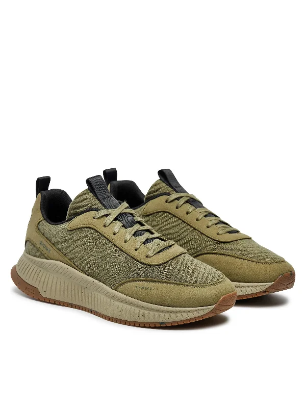 Retro Vibes Hugo Boss Men's Titanium Evo Running Sneakers, Dark Green