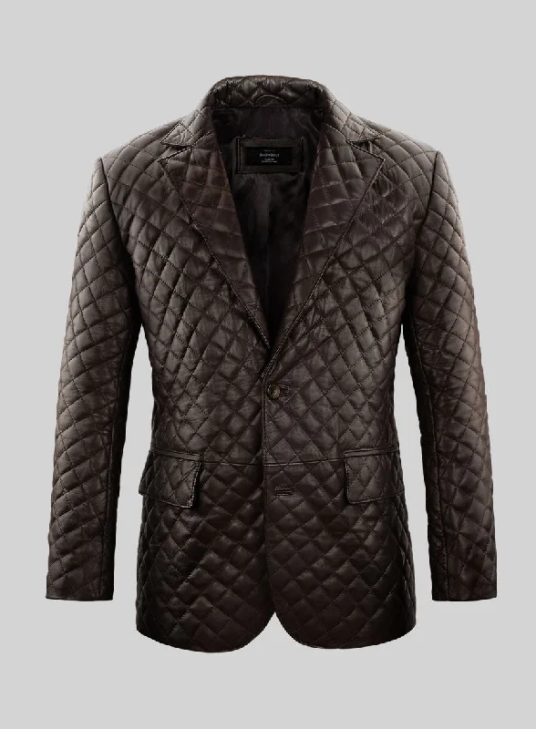 Dark Brown Bocelli Quilted Leather Blazer