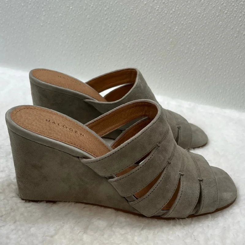 Timeless Allure Grey Sandals Heels Block Halogen, Size 6.5