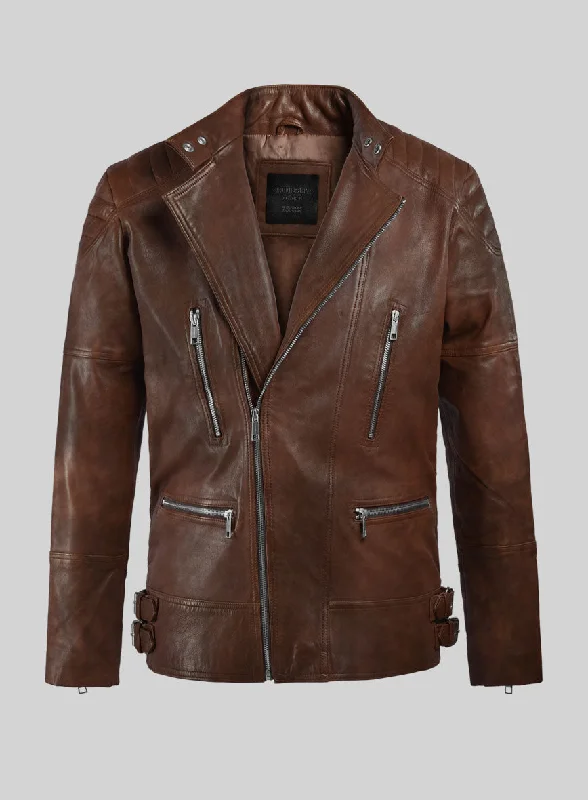 Thunderbolt Spanish Brown Moto Leather Jacket