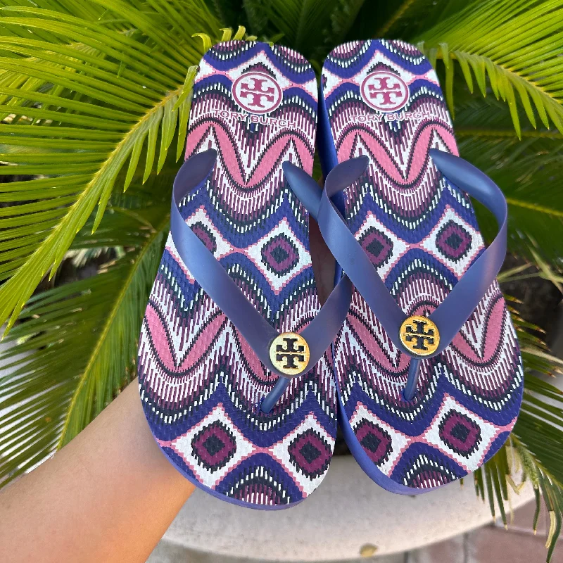 Exotic Prints Purple Sandals Designer Tory Burch, Size 9