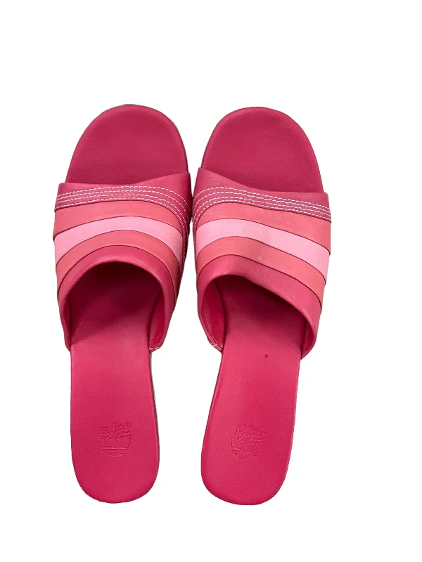 Urban Edge Pink Sandals Heels Block Timberland, Size 9